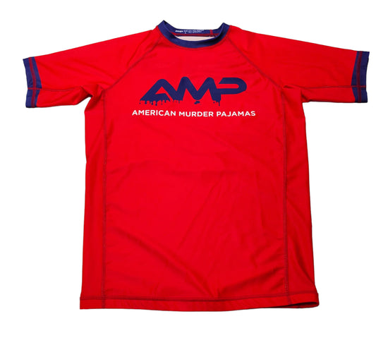 AMP Red WIth Blue Rashguard